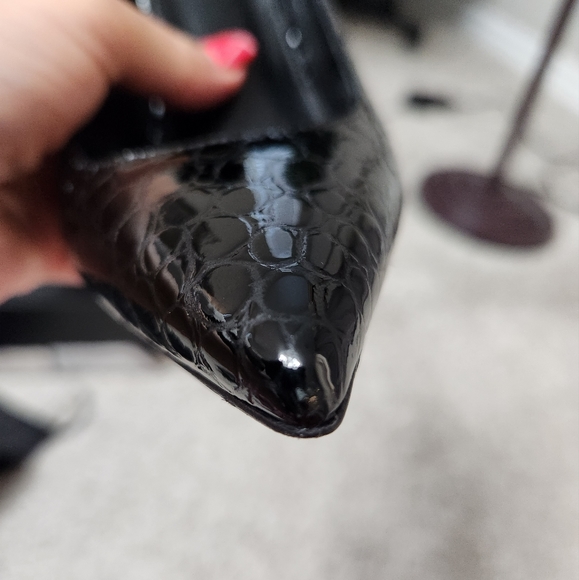 Yves Saint Laurent Crocodile Logo Black Heels 36 - Picture 14 of 16